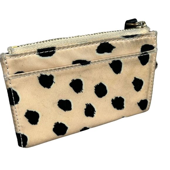 Kate Spade Canvas Wristlet Clutch Cream & Black Coin Purse Zipper 4.5” x 3” - Picture 4 of 9